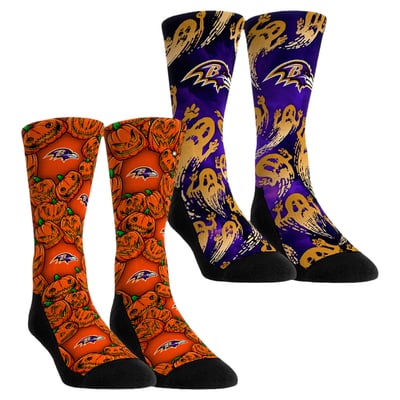  Baltimore Ravens Rock Em Youth Halloween Crew Socks 2-Pack Set - Orange