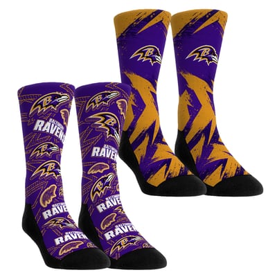 Baltimore Ravens Rock Em Youth Game Day Two-Pack Crew Sock Set - Purple