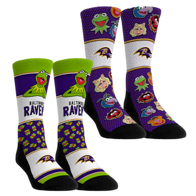  Baltimore Ravens Rock Em Youth Muppets 2-Pack Crew Socks Set - Purple