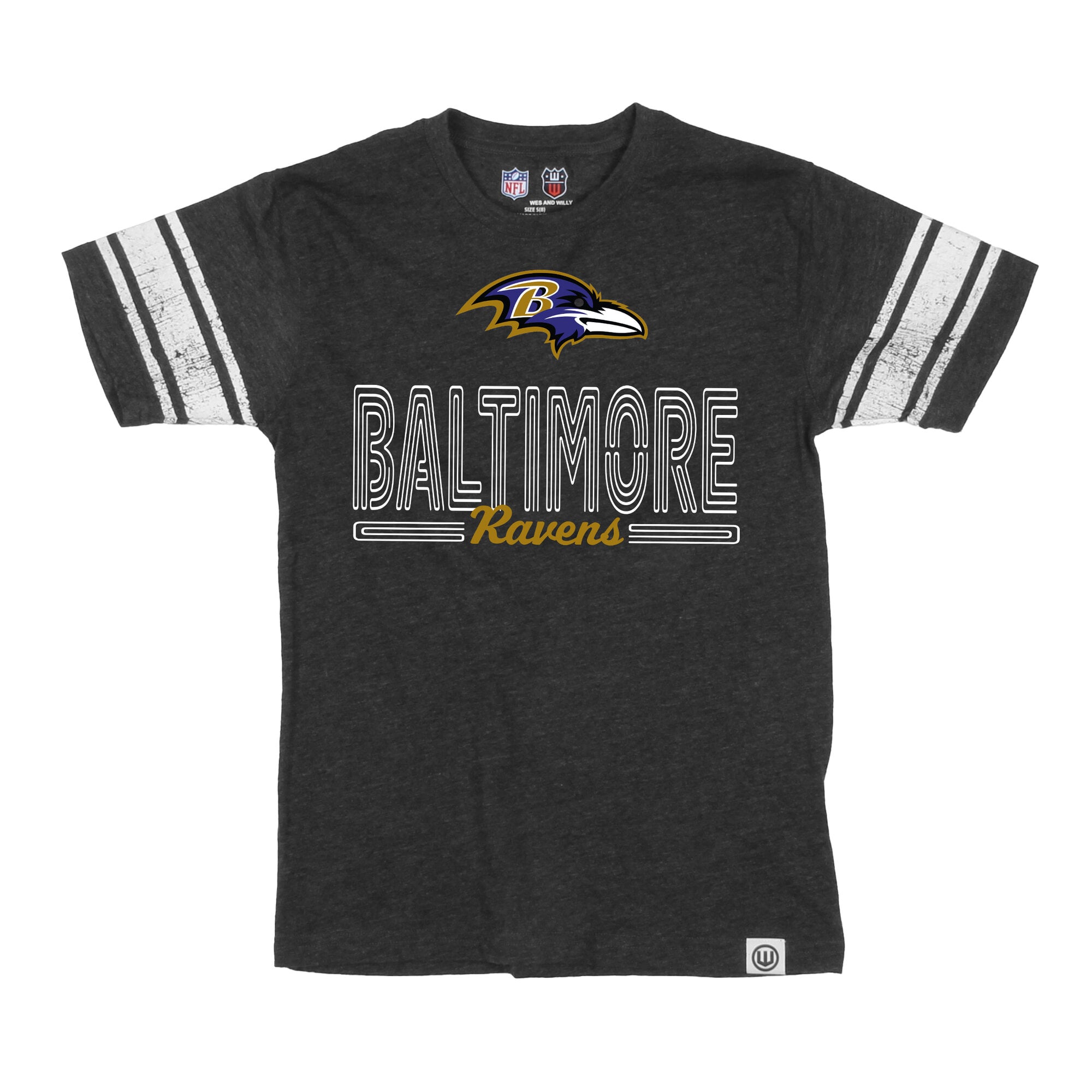 Youth Wes & Willy Black Baltimore Ravens Football Jersey T-Shirt