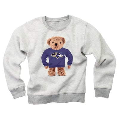 Baltimore Ravens Wes & Willy Youth Reverse Fleece Teddy Bear Sweatshirt - Gray