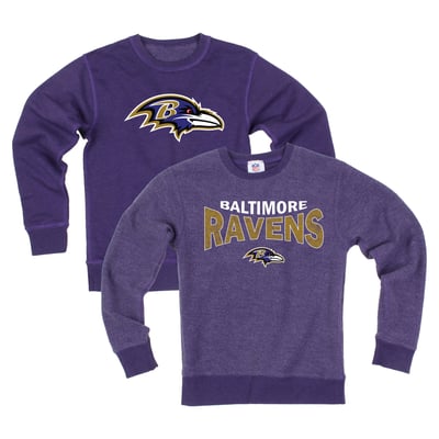  Baltimore Ravens Wes & Willy Youth Reversible Fleece Sweatshirt - Purple