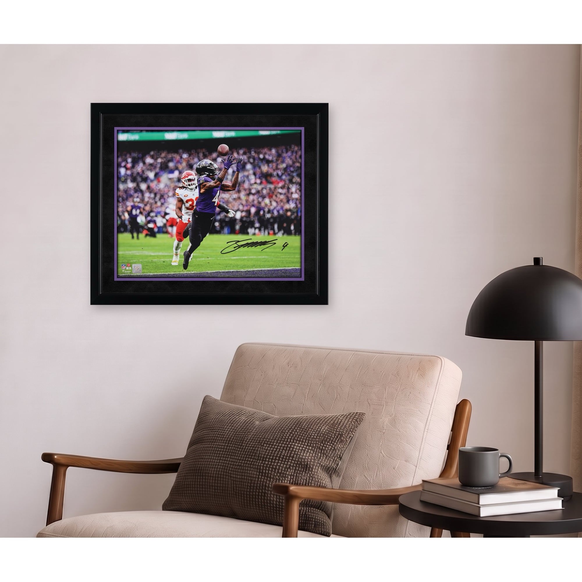 Zay Flowers Baltimore Ravens Autographed 16" x 20" Over the Shoulder Catch Photograph