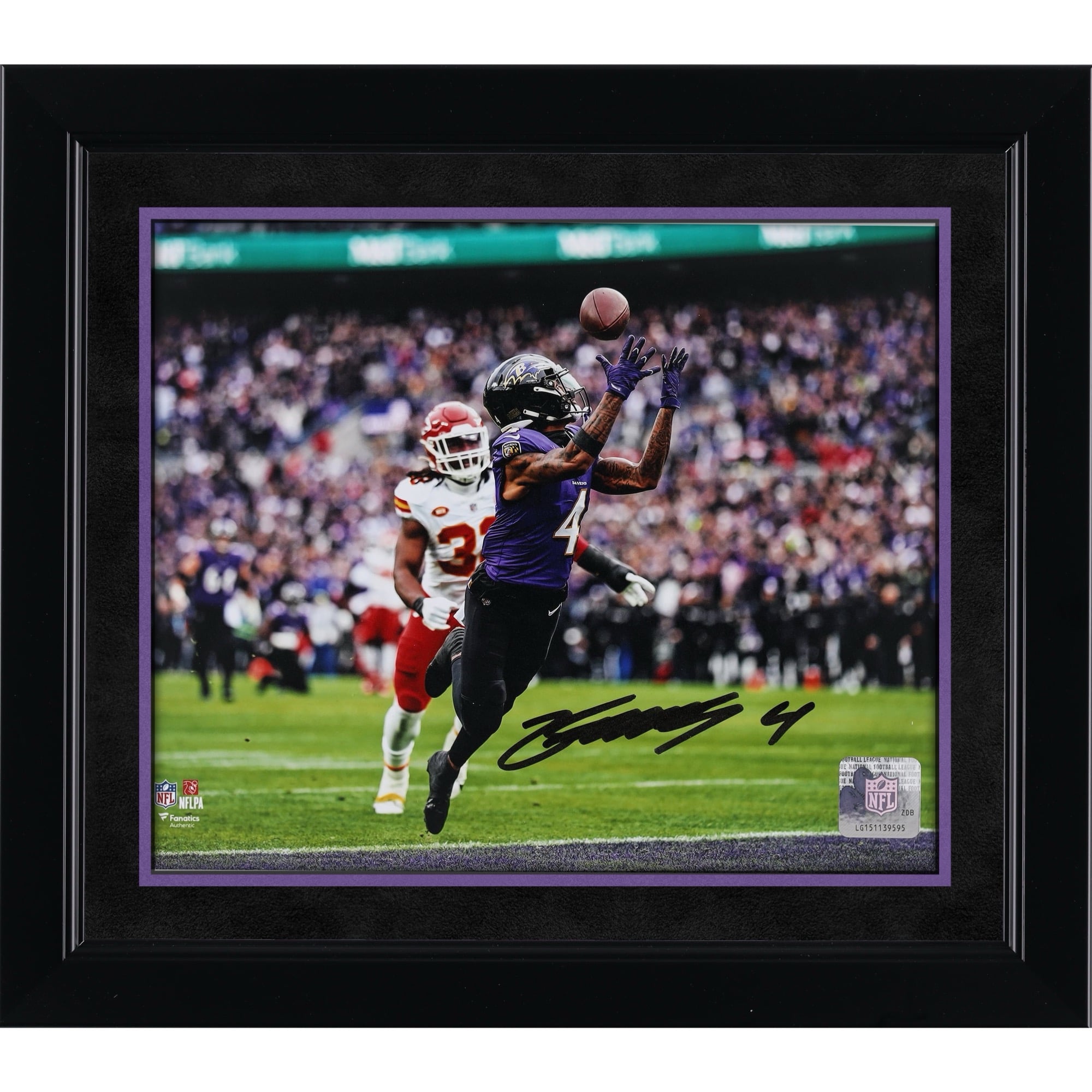 Photo dédicacée de Zay Flowers (Baltimore Ravens) - 20 x cm ( x pouces