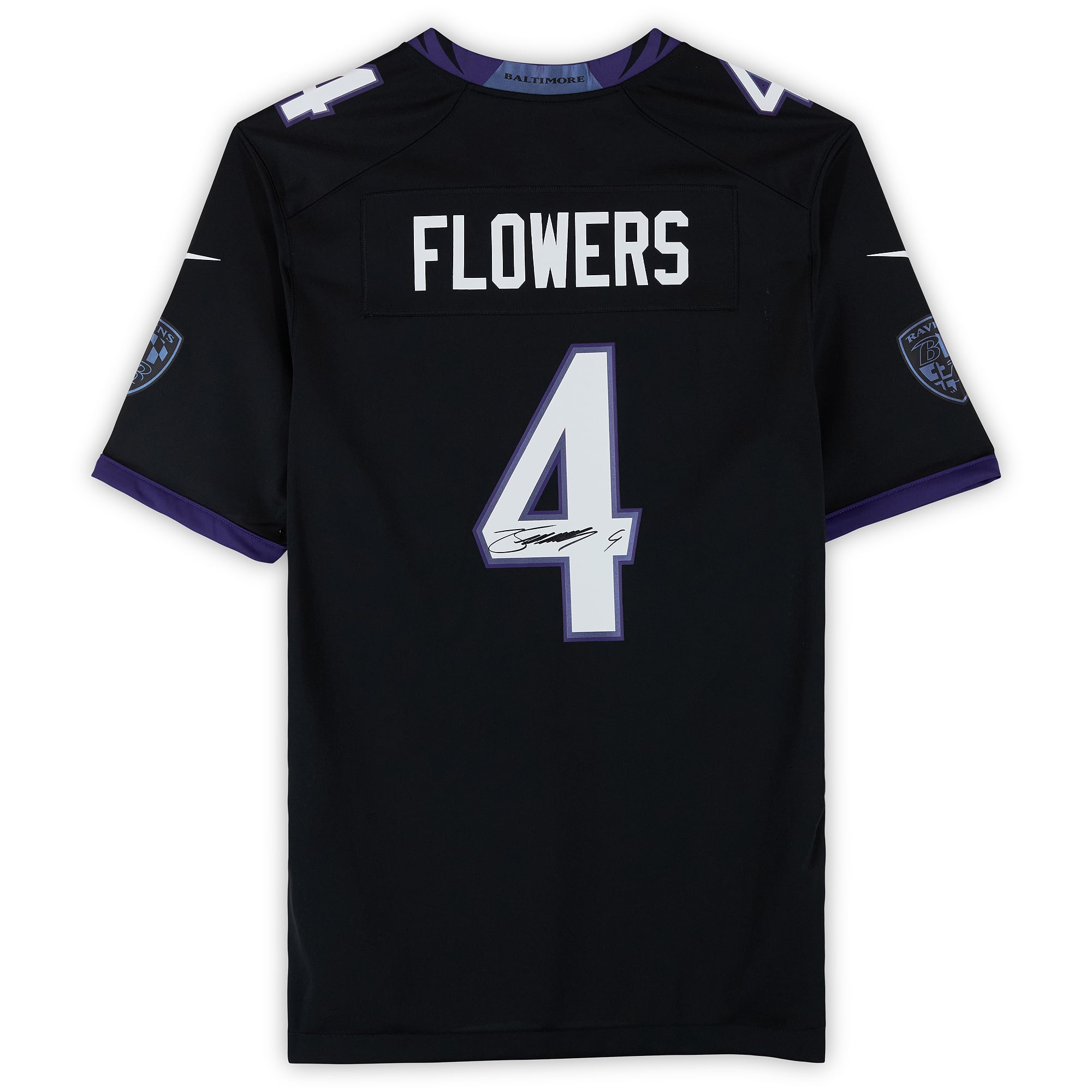 Maillot de match noir Nike 2026 autographié par Zay Flowers des Ravens de Baltimore