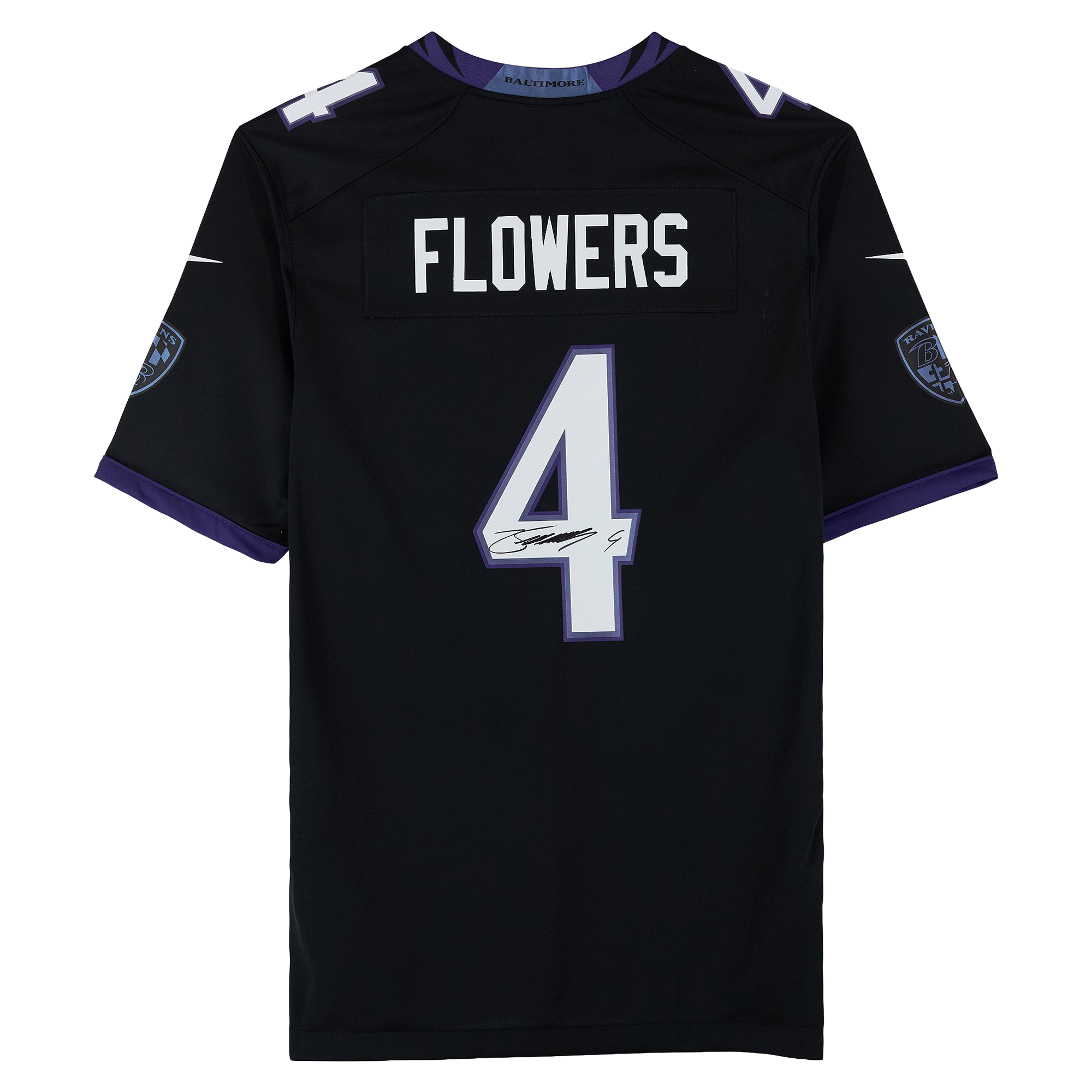 Maillot de match noir Nike 2026 autographié par Zay Flowers des Ravens de Baltimore