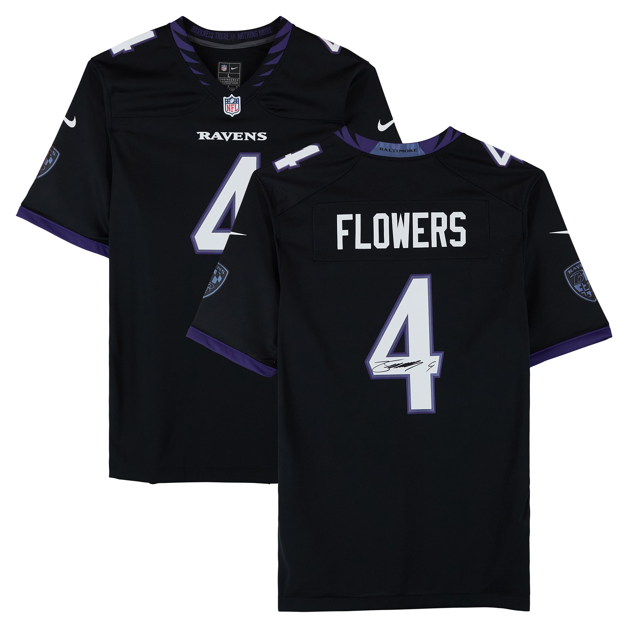 Maillot de match noir Nike 2026 autographié par Zay Flowers des Ravens de Baltimore