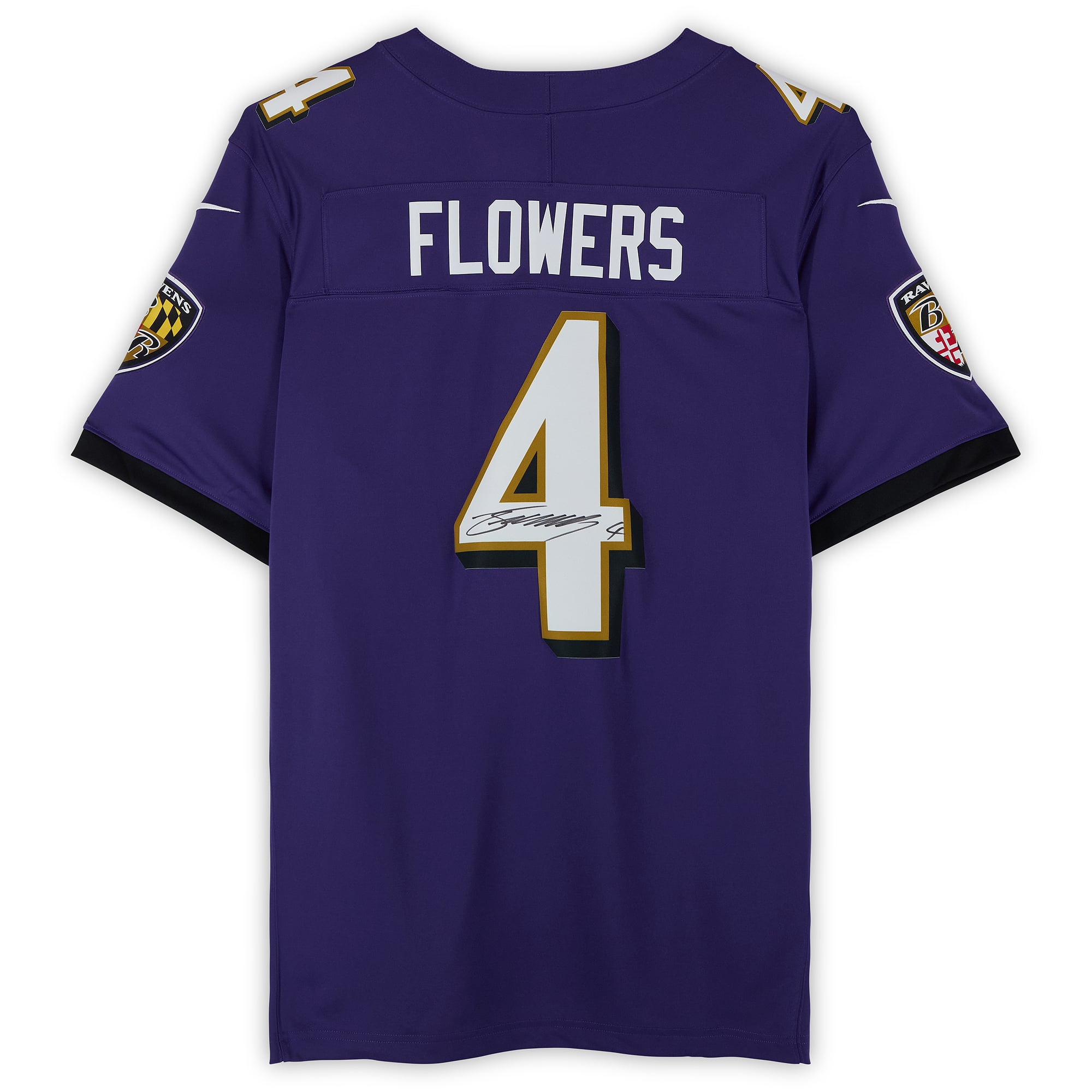 Maillot Nike 2026 violet à coutures limitées autographié par Zay Flowers des Ravens de Baltimore