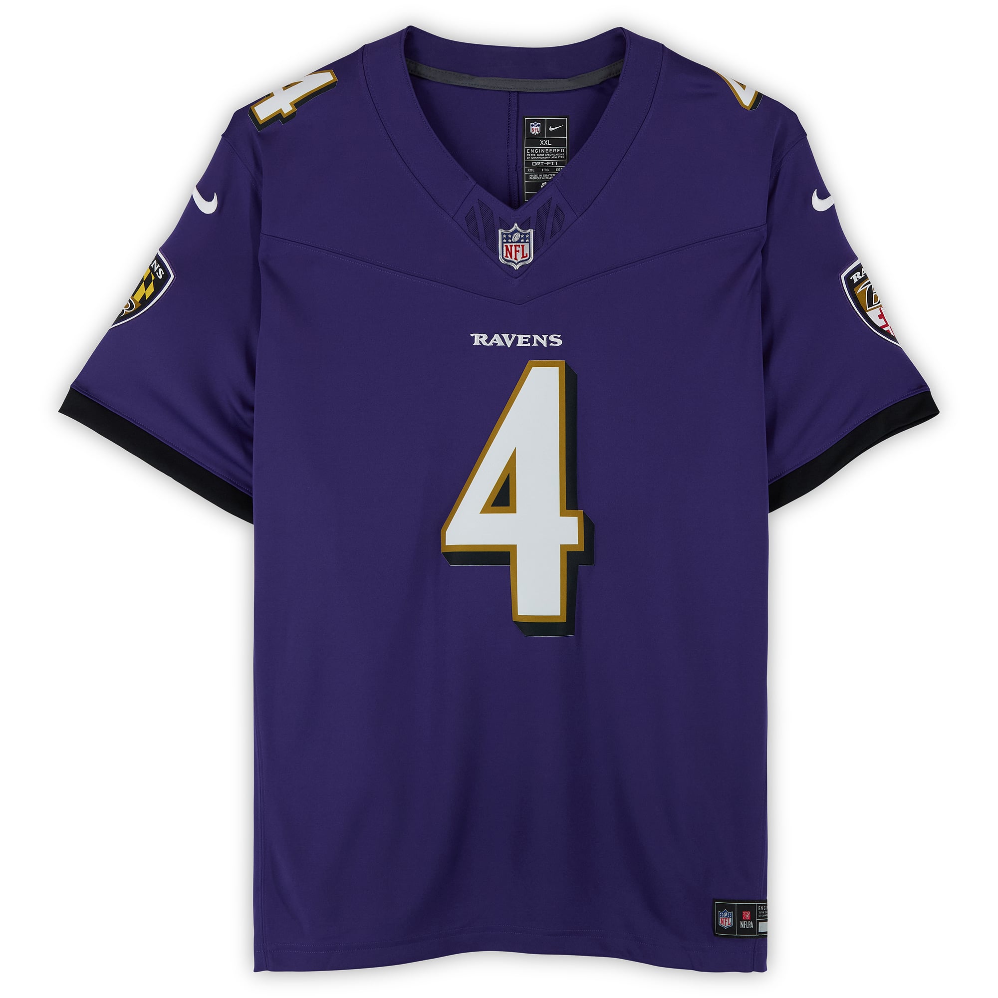 Maillot Nike 2026 violet à coutures limitées autographié par Zay Flowers des Ravens de Baltimore
