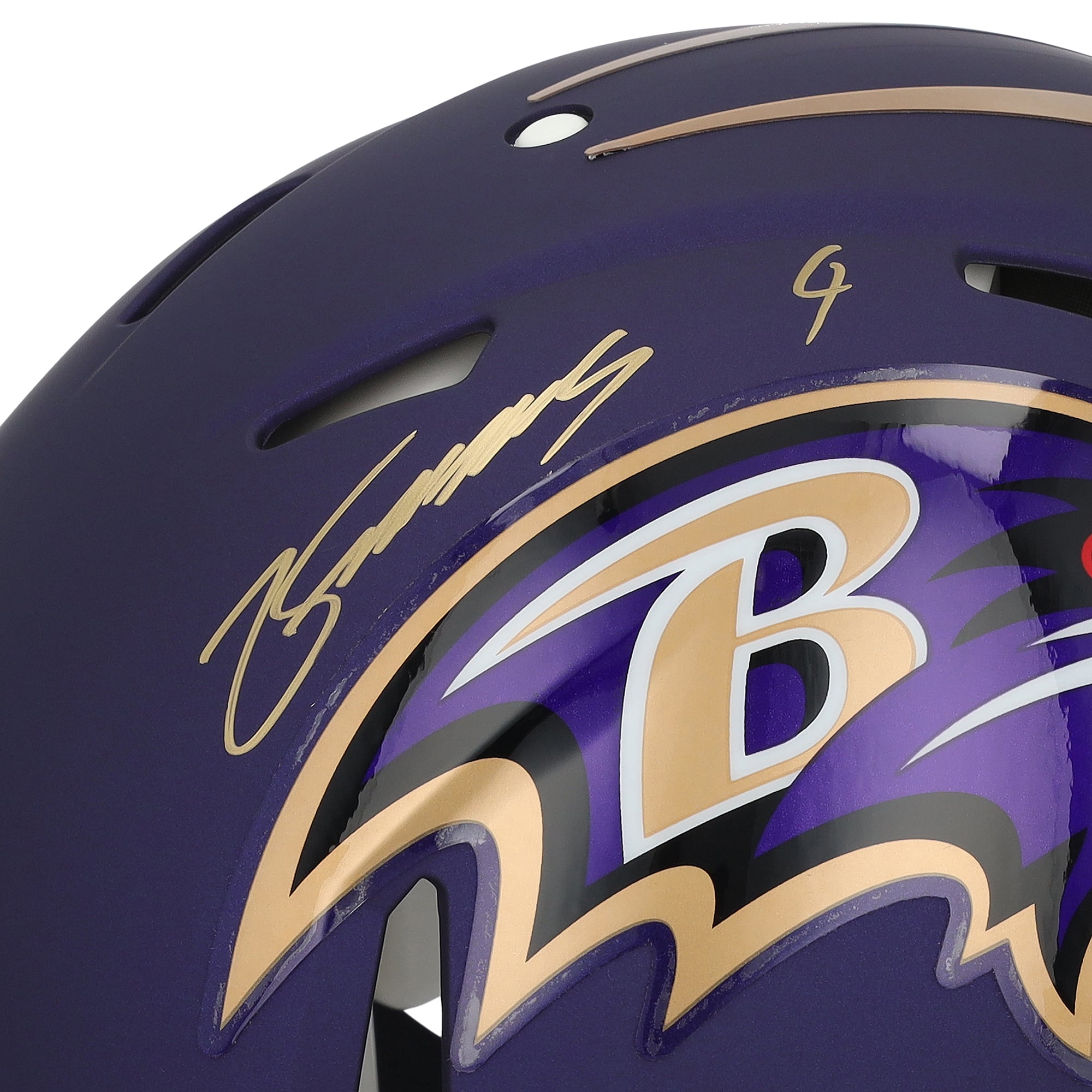 Casque authentique Riddell 2026 Alternate #1 Purple Speed ​​autographié par Zay Flowers des Ravens de Baltimore