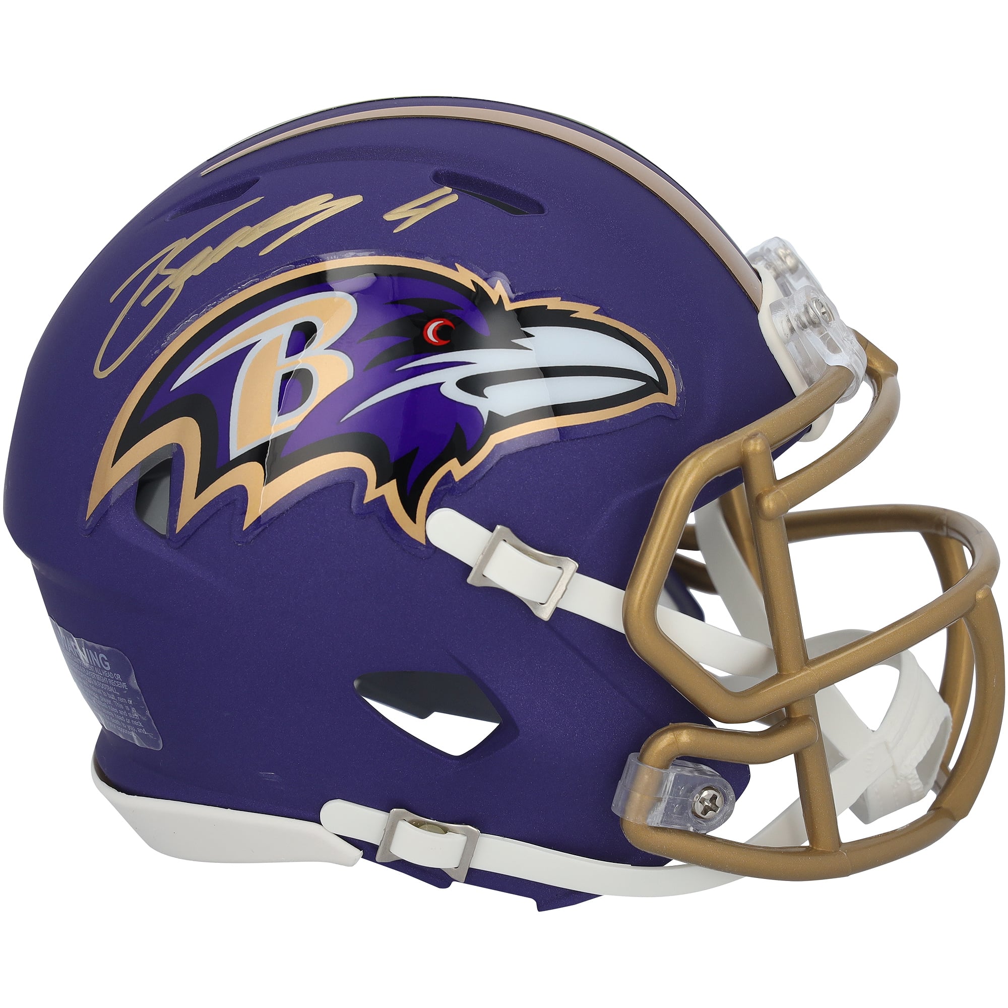 Casque miniature violet Speed ​​autographié par Zay Flowers des Ravens de Baltimore