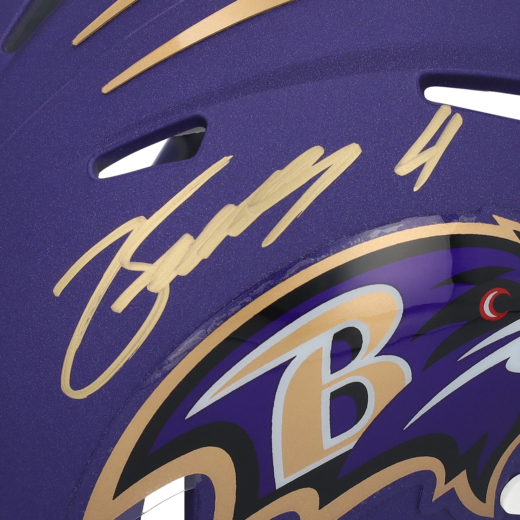 Casque miniature violet Speed ​​autographié par Zay Flowers des Ravens de Baltimore