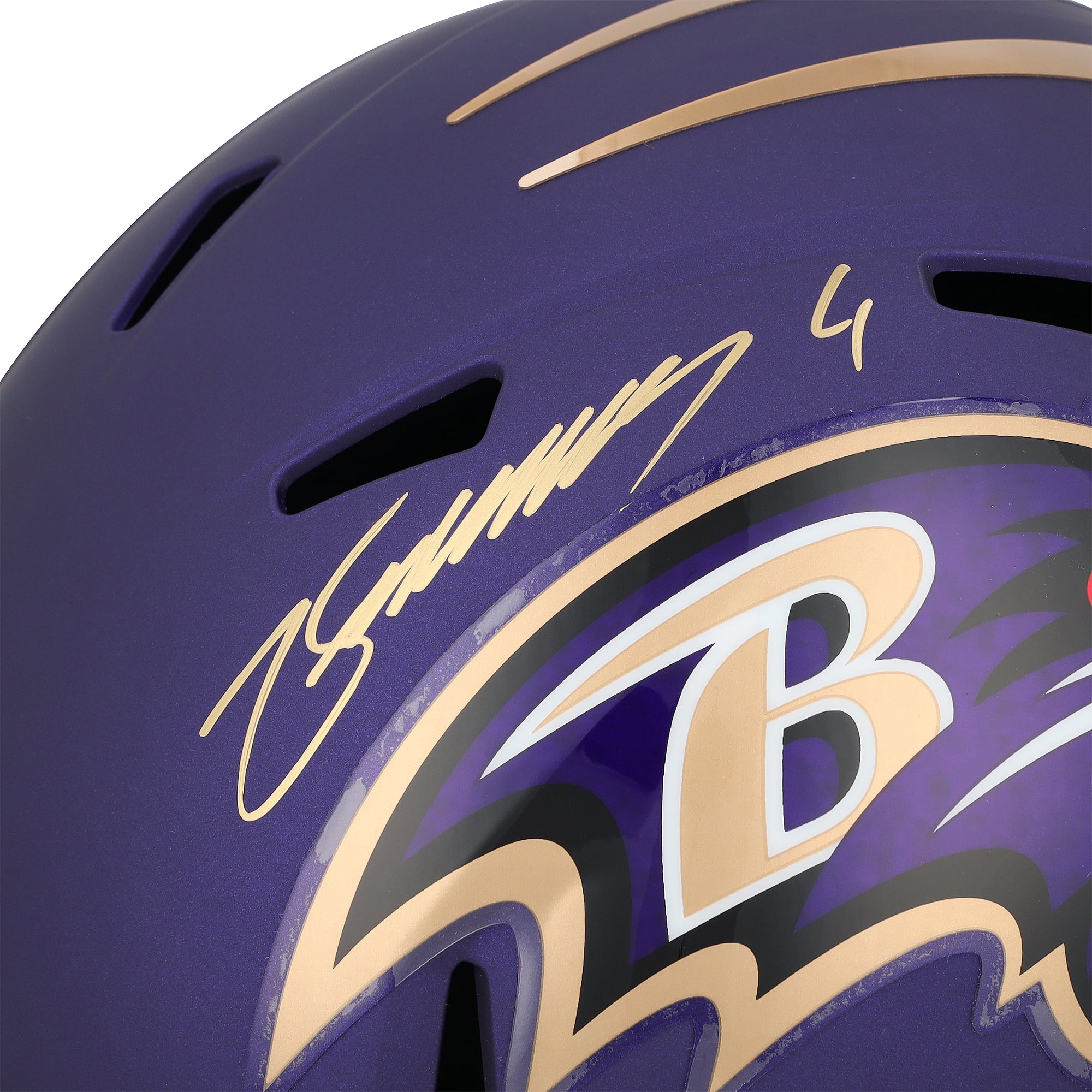 Casque réplique violet Speed ​​2026 Alternate #1 autographié par Zay Flowers des Ravens de Baltimore