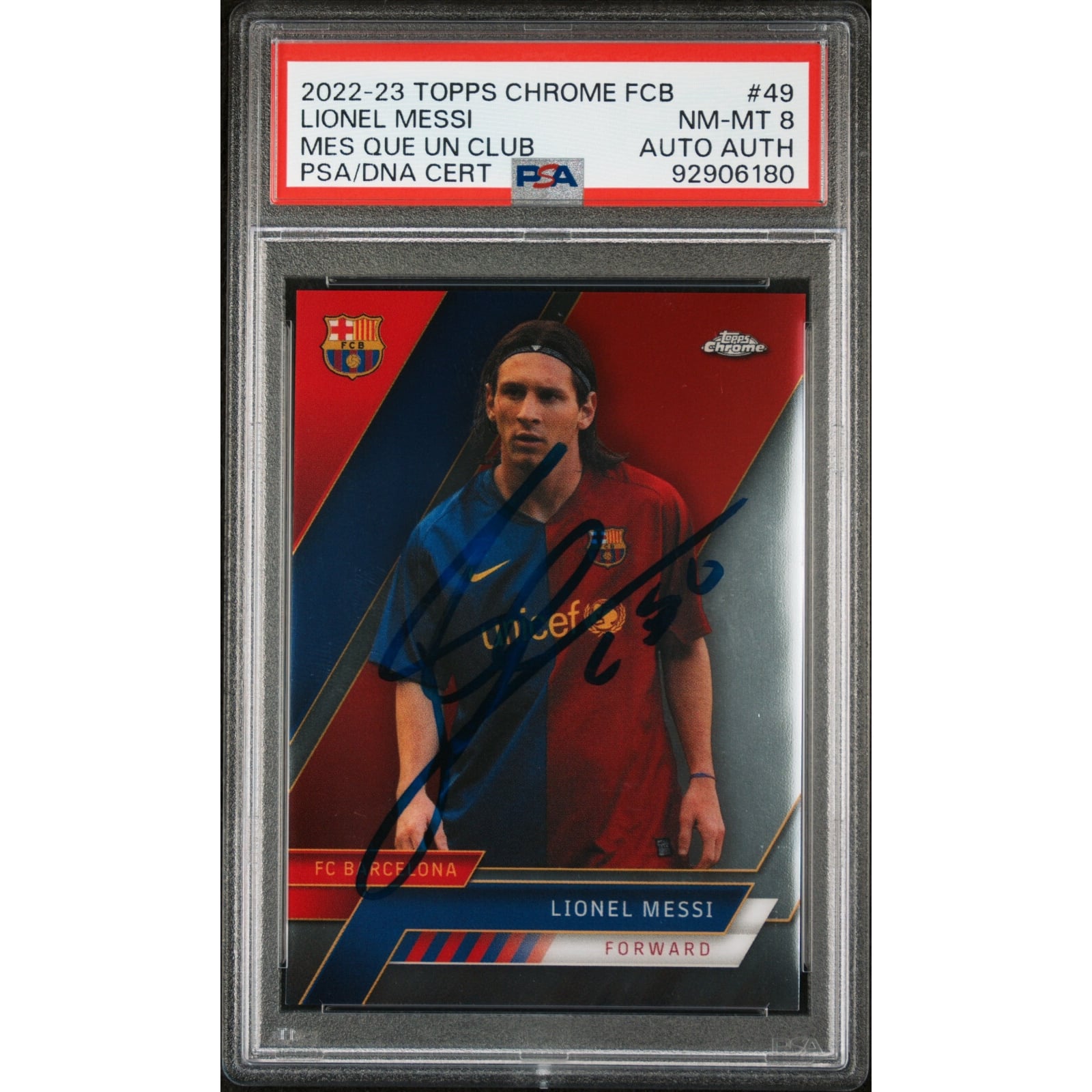 2022-23 Topps Chrome FCB Lionel Messi #49 Barcelona PSA NM-MT 8 