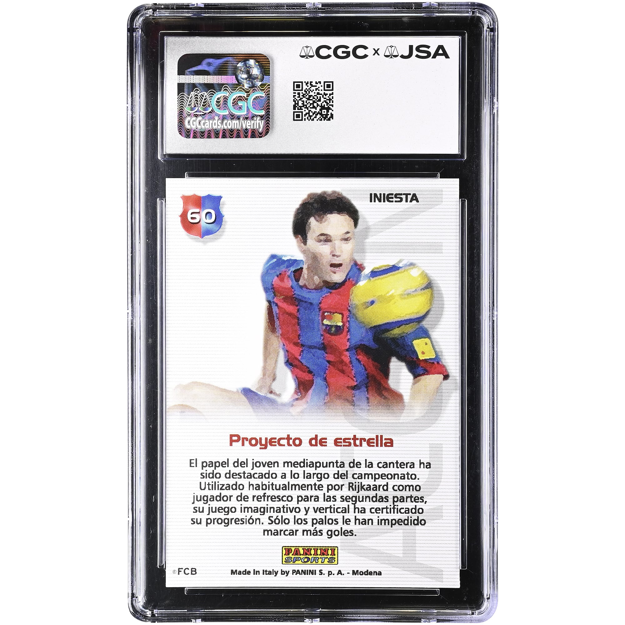 Andres Iniesta Barcelona Autographed 2004-05 Panini Megacracks Barca Campeon #60 CGC Authenticated 10/10 Card