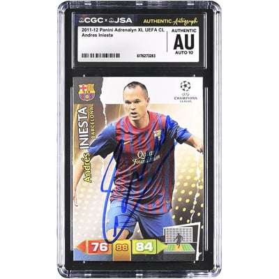 Andres Iniesta Barcelona Autographed 2011-12 Panini Adrenalyn XL UEFA CL #NNO CGC Authenticated Auto 10 Card
