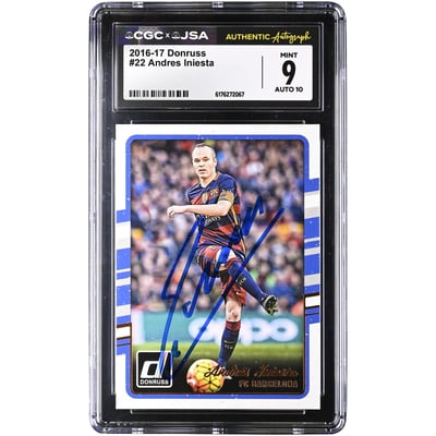 Andres Iniesta Barcelona Autographed 2016-17 Panini Donruss #22 CGC Authenticated 9/10 Card