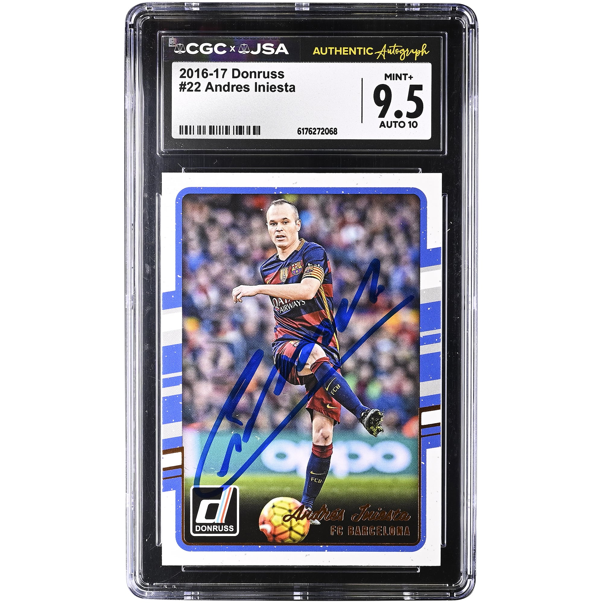 Andres Iniesta Barcelona Autographed 2016-17 Panini Donruss #22 CGC Authenticated /10 Card