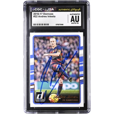 Andres Iniesta Barcelona Autographed 2016-17 Panini Donruss #22 CGC Authenticated Auto 10 Card
