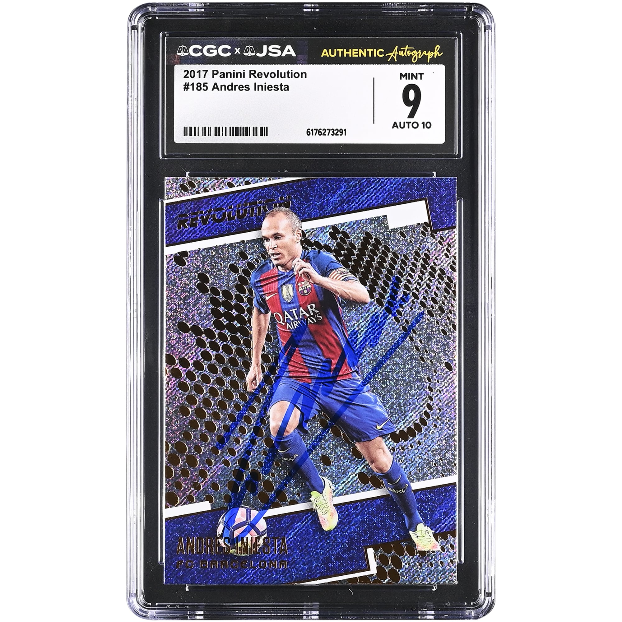 Andres Iniesta Barcelona Autographed 2017 Panini Revolution #185 CGC Authenticated 9/10 Card