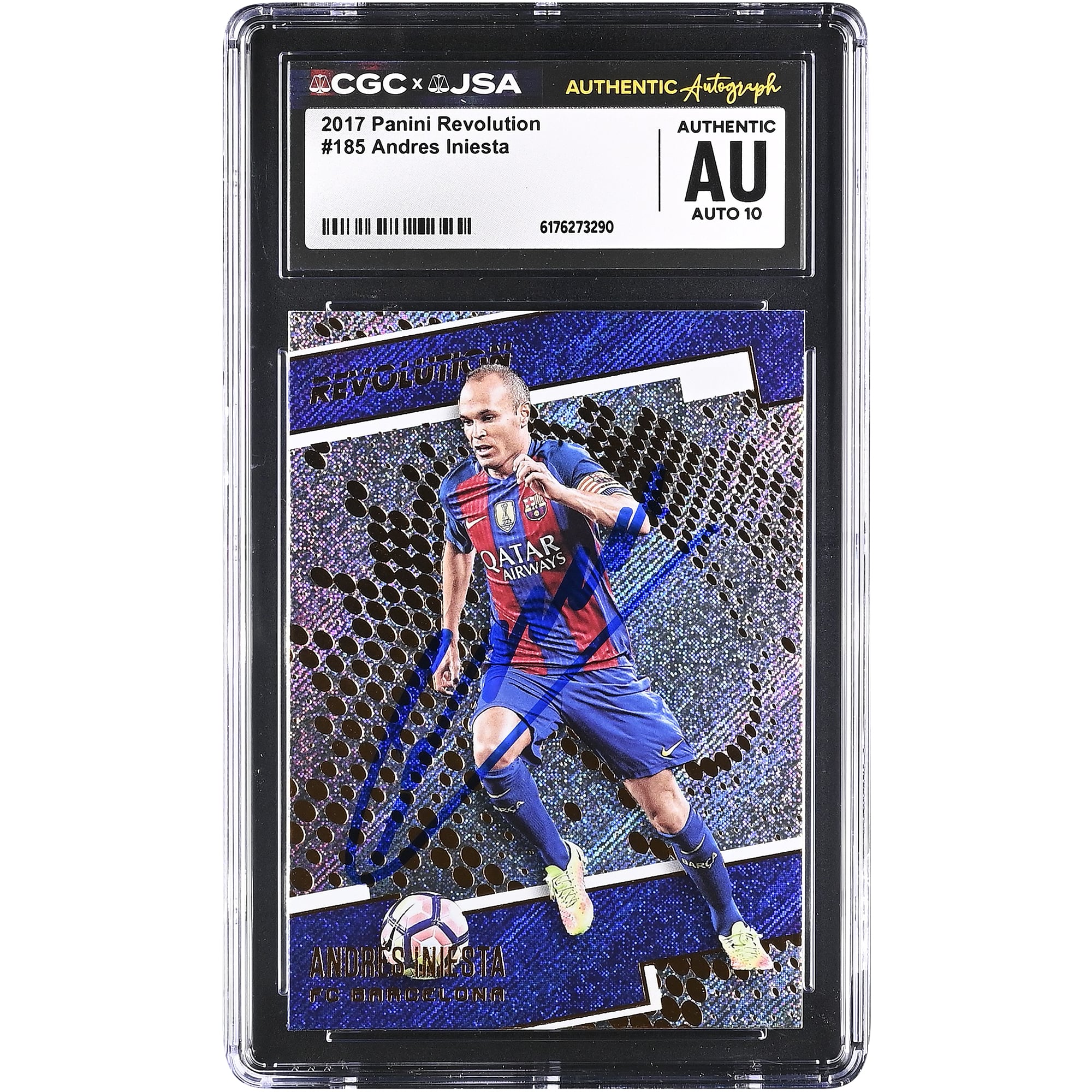 Andres Iniesta Barcelona Autographed 2017 Panini Revolution #185 CGC Authenticated Auto 10 Card