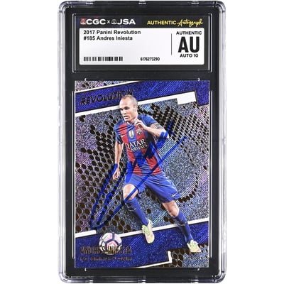 Andres Iniesta Barcelona Autographed 2017 Panini Revolution #185 CGC Authenticated Auto 10 Card