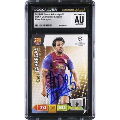 Cesc Fàbregas Barcelona Autographed 2011-12 Panini Adrenalyn XL UEFA Champions League #NNO CGC Authenticated AUTO 10 Card