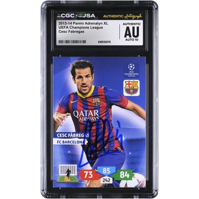 Cesc Fàbregas Barcelona Autographed 2013-14 Panini Adrenalyn XL UEFA Champions League #NNO CGC Authenticated AUTO 10 Card