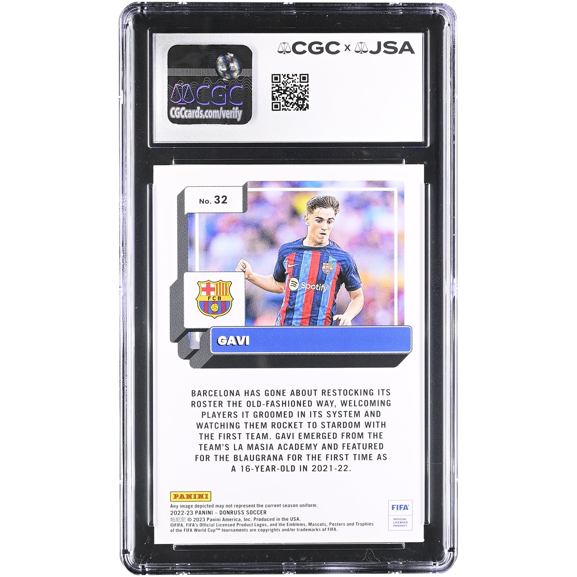 Gavi Barcelona Autographed 2022-23 Panini Donruss #32 CGC Authenticated Auto 10 Card
