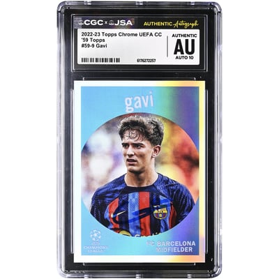 Gavi Barcelona Autographed 2022-23 Topps Chrome UEFA CC '59 Topps #59-9 CGC Authenticated Auto 10 Card