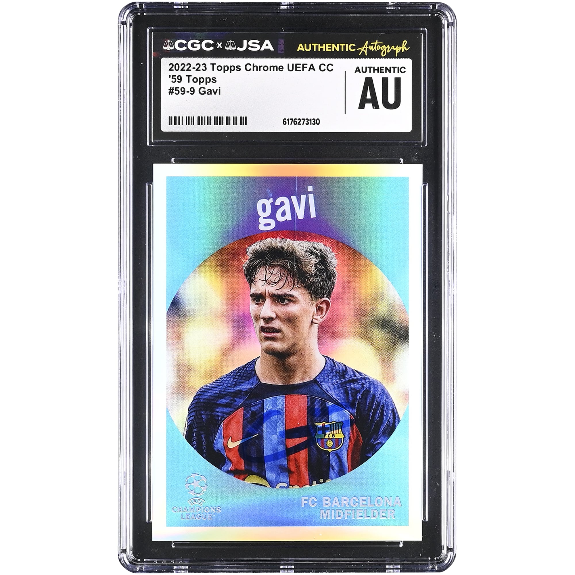 Gavi Barcelona Autographed 2022-23 Topps Chrome UEFA CC '59 Topps #59-9 CGC Authenticated Card