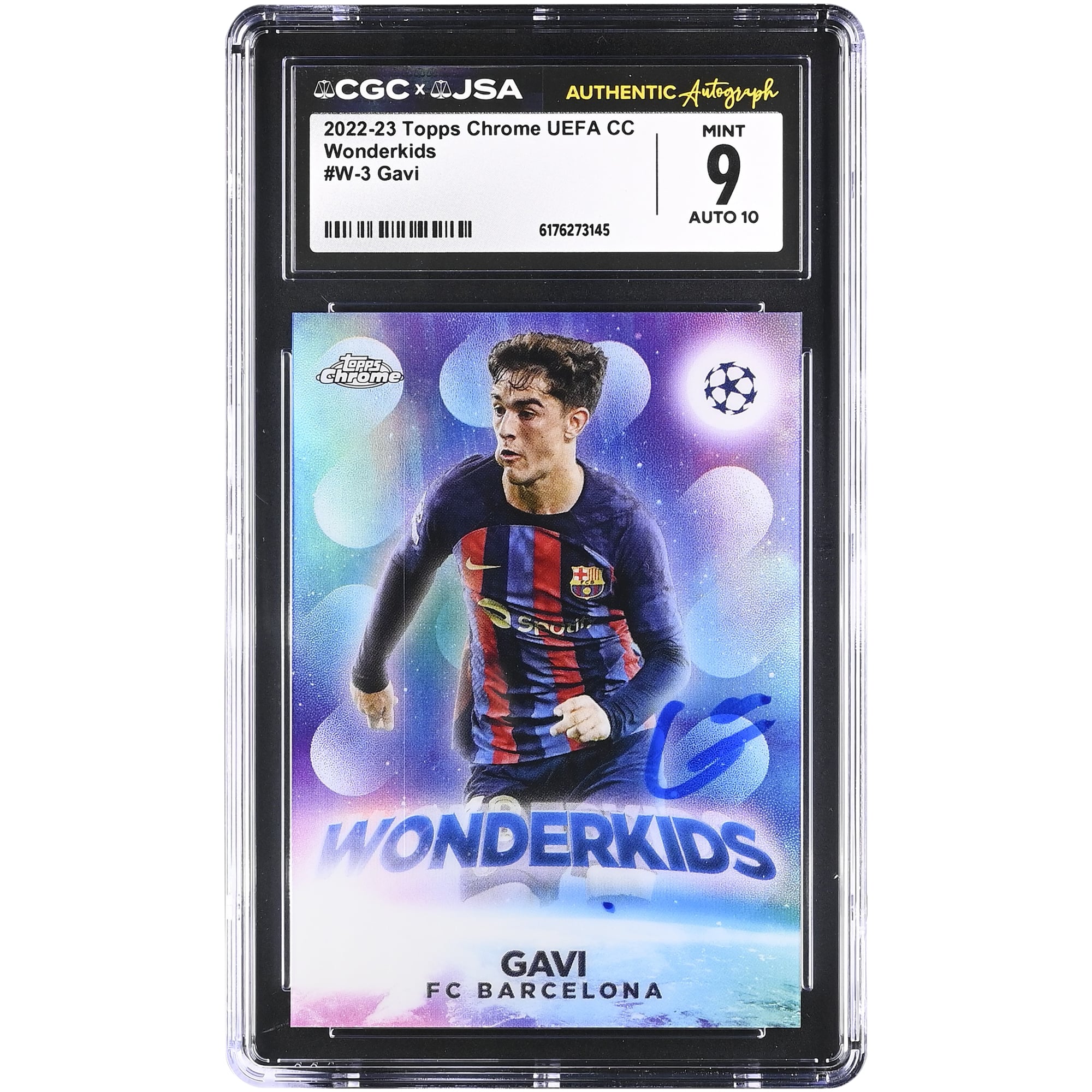 Gavi Barcelona Autographed 2022-23 Topps Chrome UEFA CC Wonderkids #W-3 CGC Authenticated /10 Card
