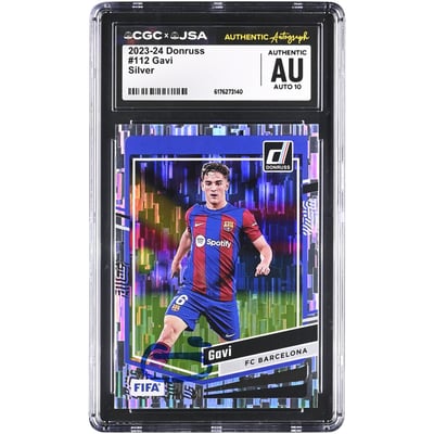 Gavi Barcelona Autographed 2023-24 Panini Donruss Silver #112 CGC Authenticated Auto 10 Card