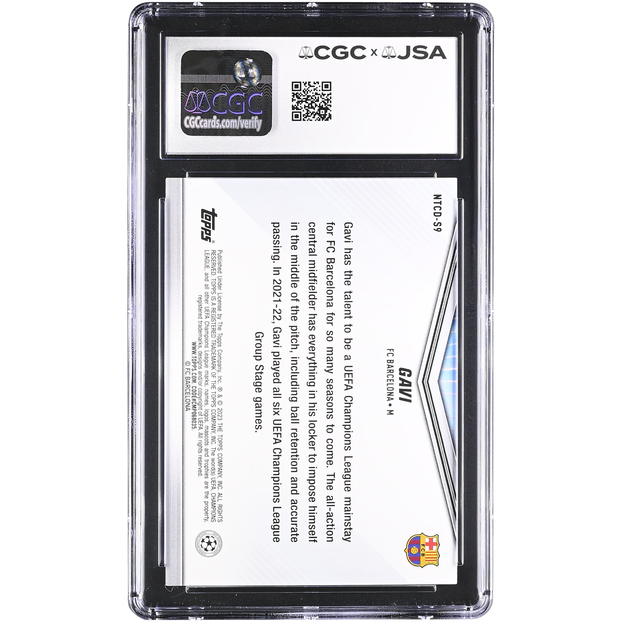 Gavi Barcelona Autographed 2023 Topps Int'l Trading Card Day UEFA Champions League #NTCD-S9 CGC Authenticated Auto 10 Card