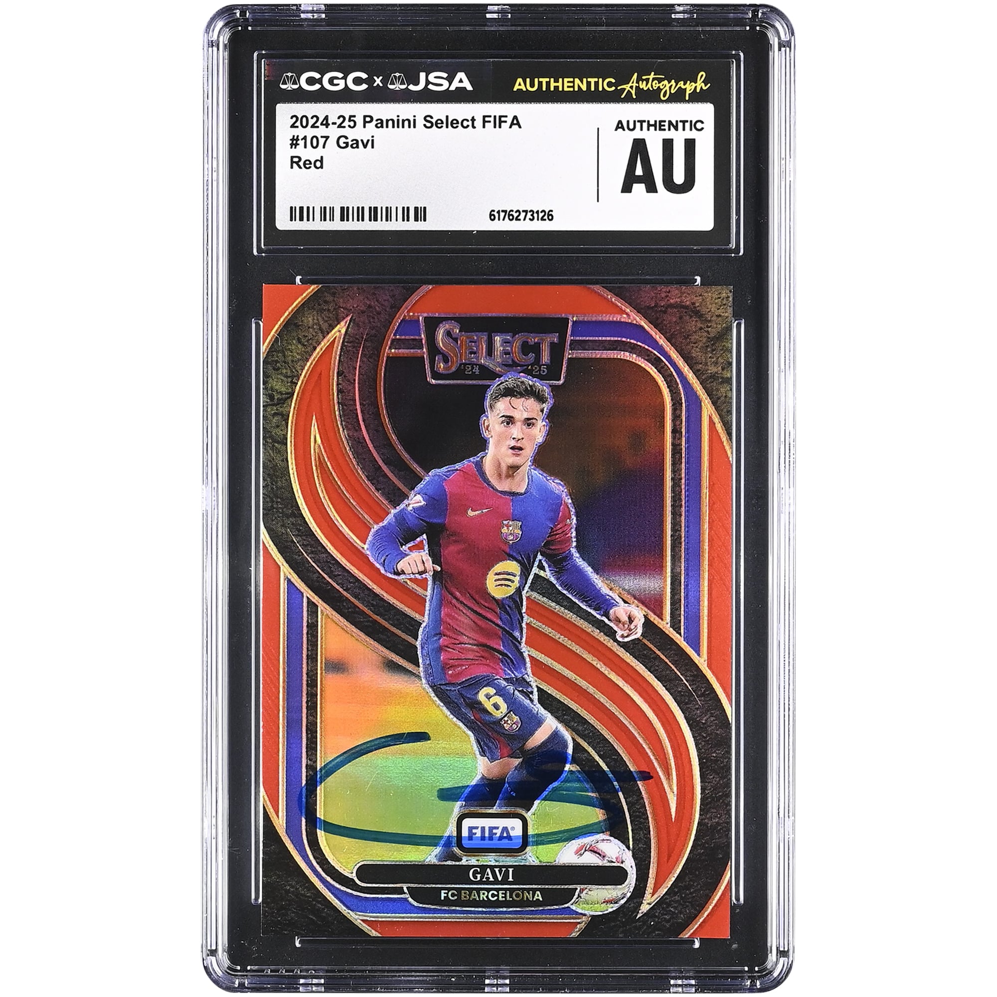 Gavi Barcelona Autographed 2024-25 Panini Select FIFA Red #107 CGC Authenticated Card