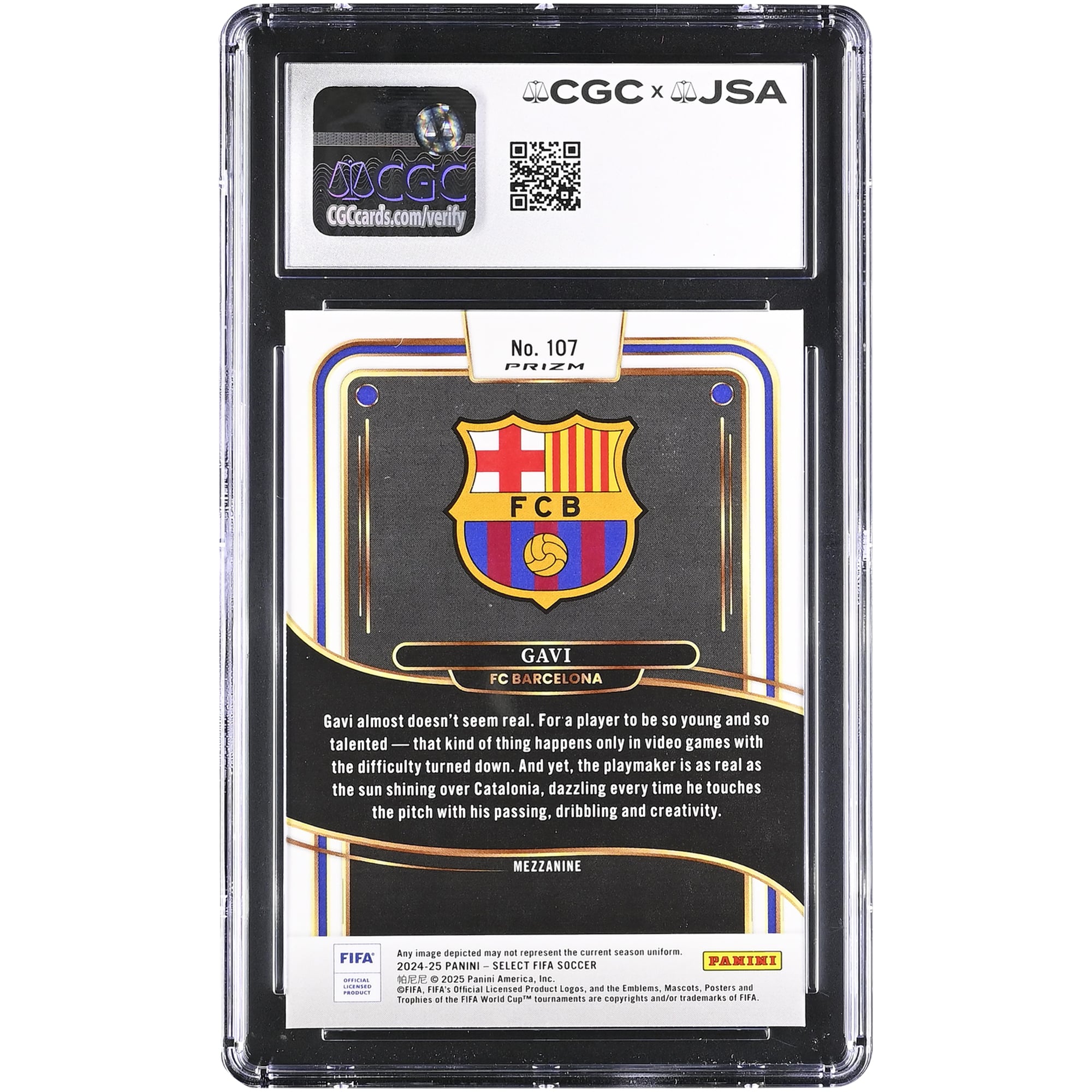 Gavi Barcelona Autographed 2024-25 Panini Select FIFA Red #107 CGC Authenticated Card