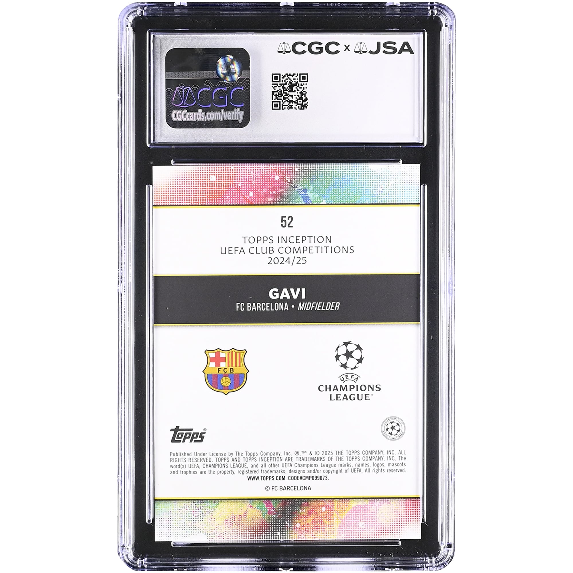 Gavi Barcelona Autographed 2024-25 Topps Inception UEFA CC Magenta #52 #/150 CGC Authenticated 9/10 Card