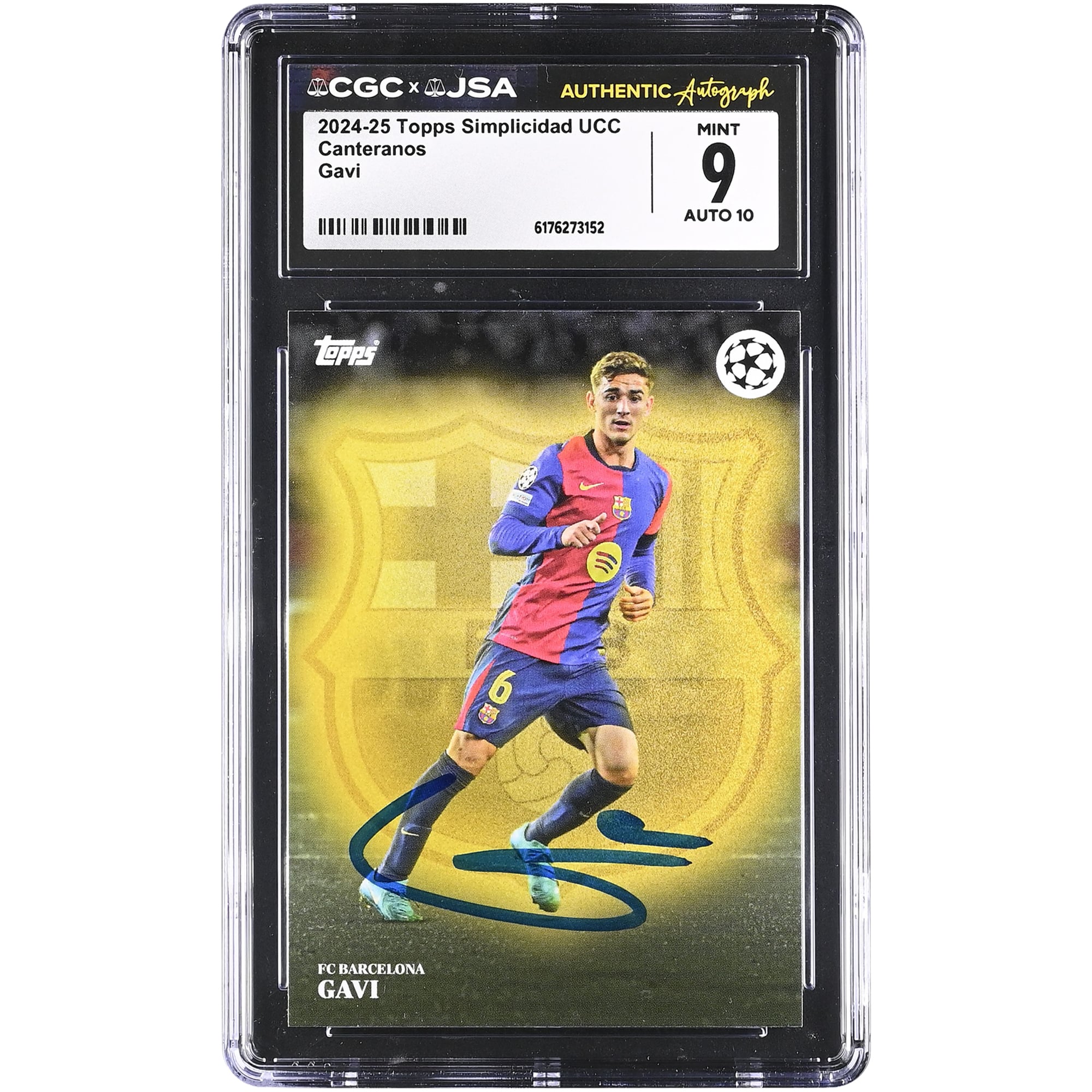Gavi Barcelona Autographed 2024-25 Topps Simplicidad UCC Canteranos #NNO CGC Authenticated 9/10 Card
