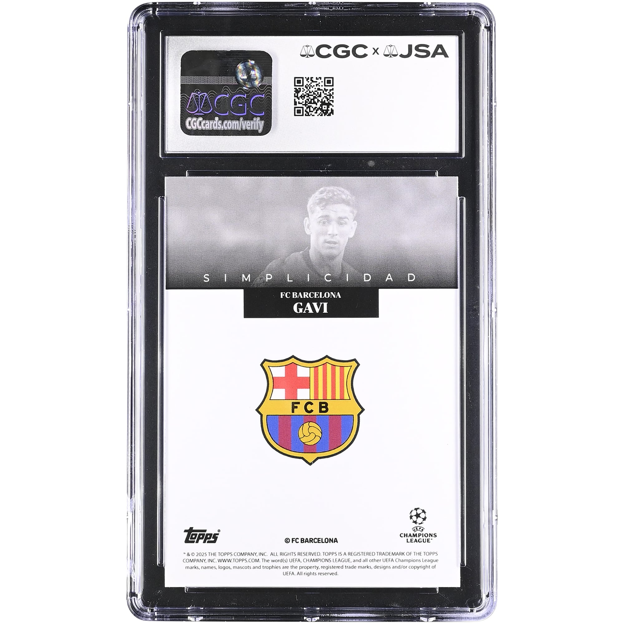 Gavi Barcelona Autographed 2024-25 Topps Simplicidad UCC Canteranos #NNO CGC Authenticated 9/10 Card