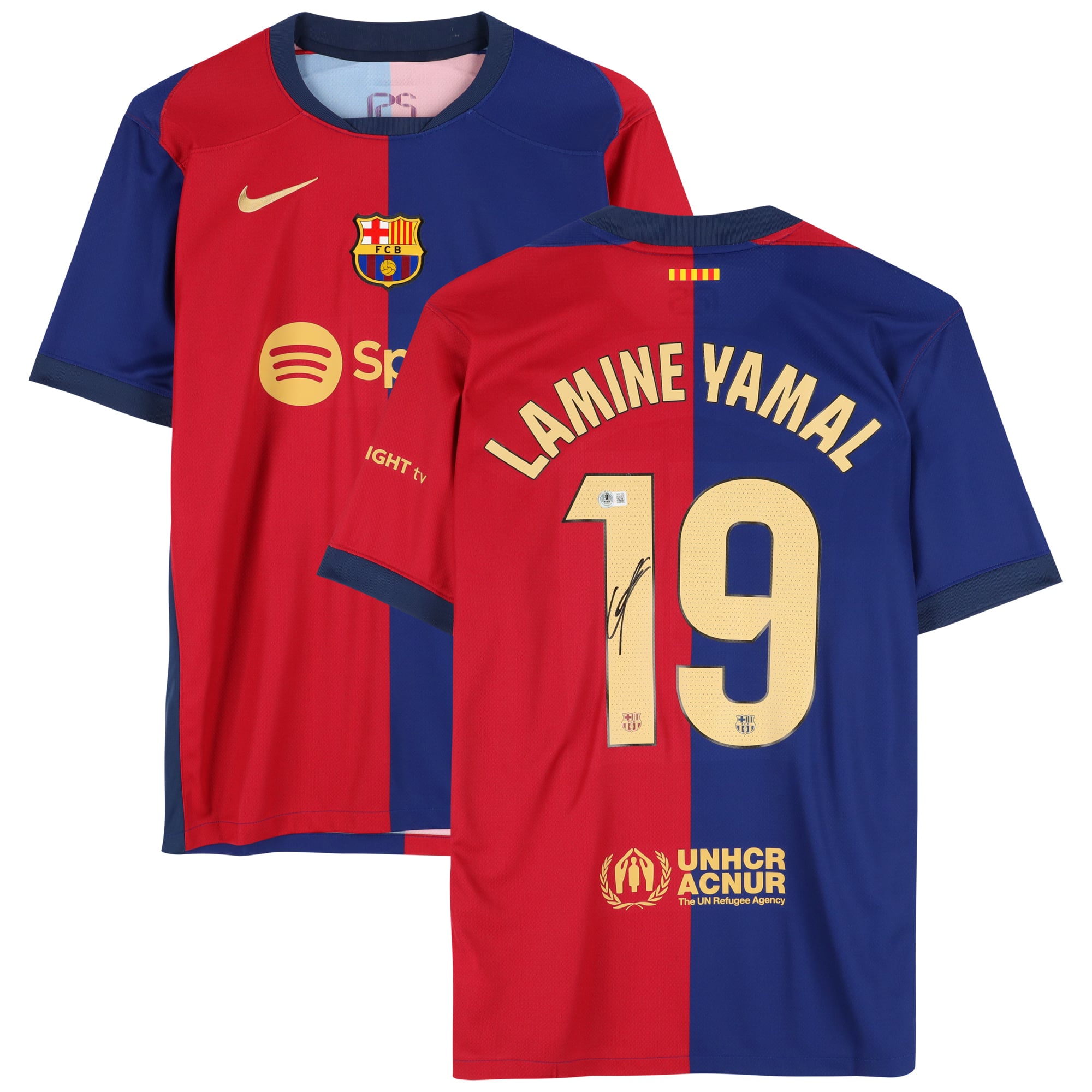Lamine Yamal Barcelona Autographed 2024-25 Red/Blue Nike Jersey