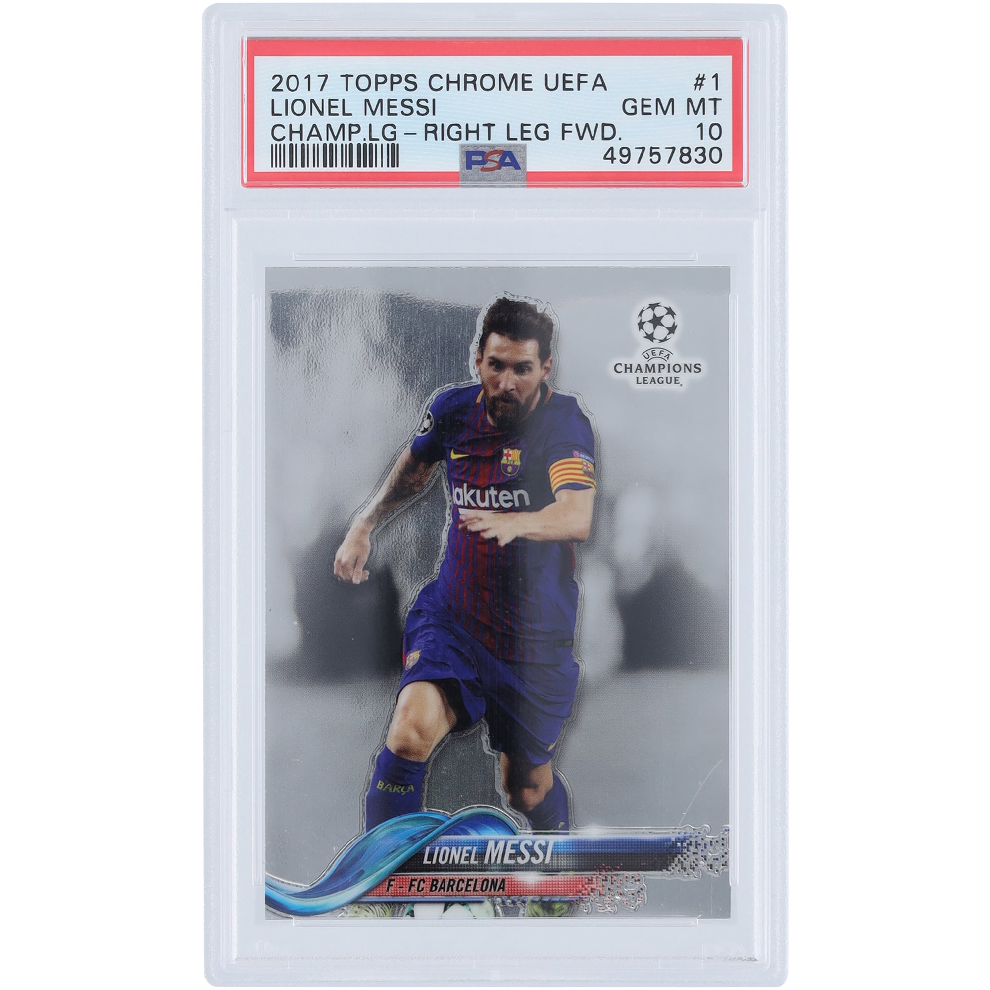 Lionel Messi Barcelona 2017 Topps Chrome UEFA #1 PSA Authenticated 