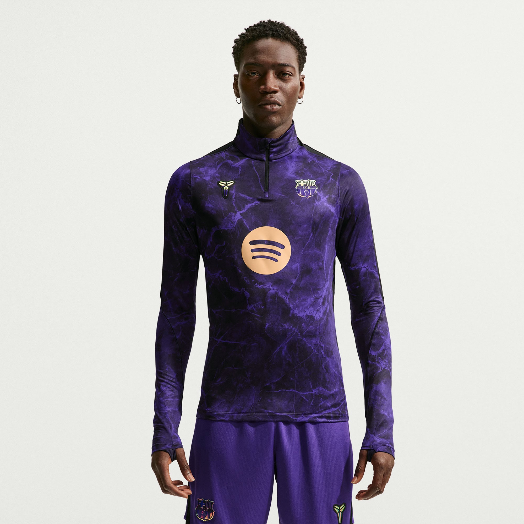 Haut Nike pour homme, violet, Barcelone 2026/27, extérieur, Strike Drill Dri-FIT, fermeture éclair 1/4
