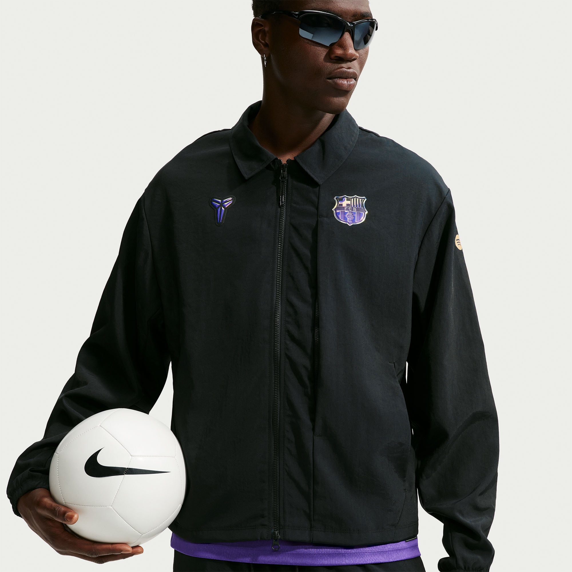 Veste zippée Nike FC Barcelone noire pour homme, saison extérieure 2026/27.