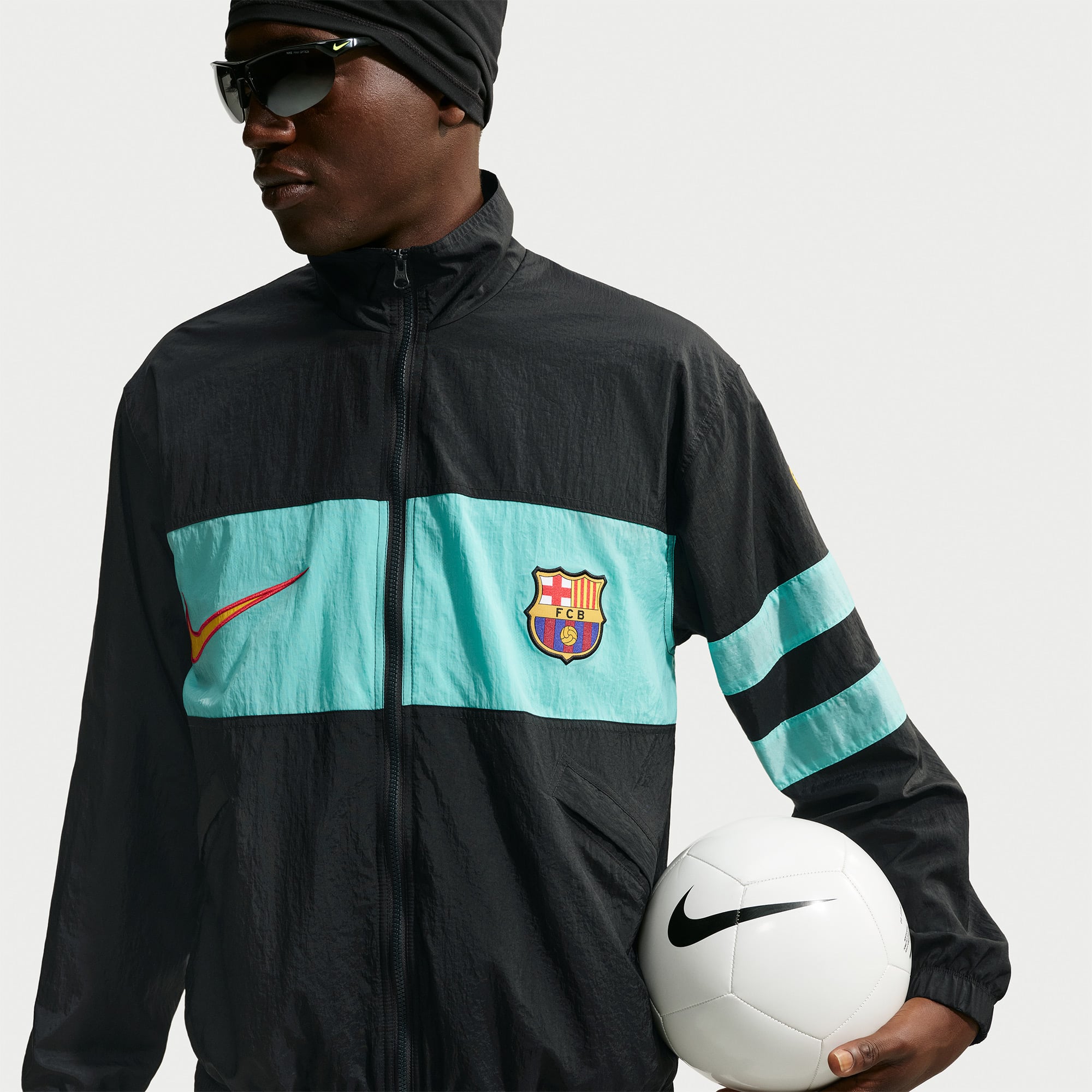 Veste de survêtement zippée Nike Barcelona Third I96 noire pour homme