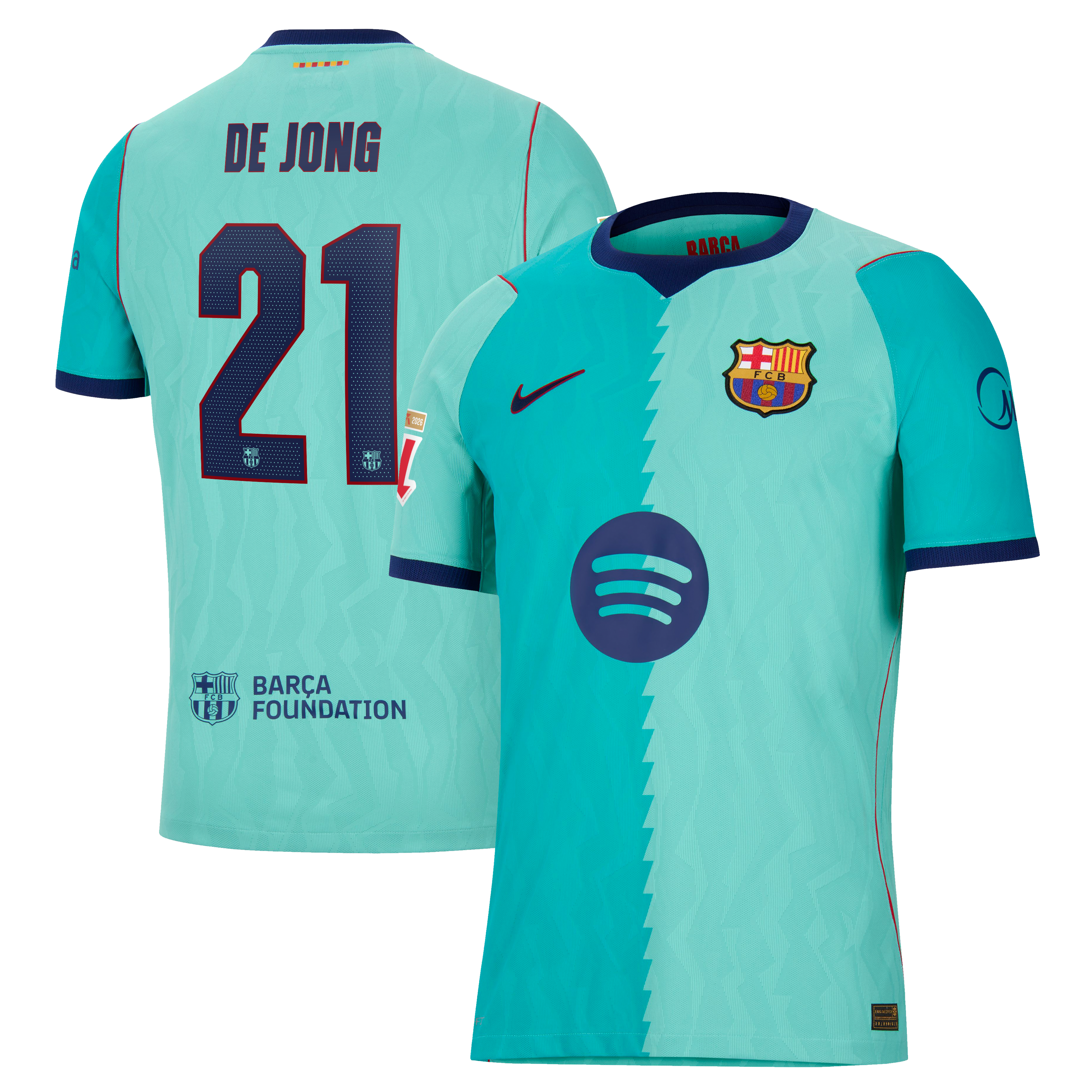 Men's Nike Frenkie de Jong Turquoise Barcelona 2026/27 Third Match Authentic Jersey