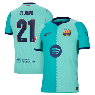 Maillot authentique Nike Third Match 2026/27 de Frenkie de Jong, FC Barcelone - Turquoise