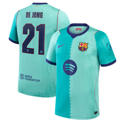 Maillot réplique troisième stade Nike 2026/27 de Frenkie de Jong, FC Barcelone - Turquoise