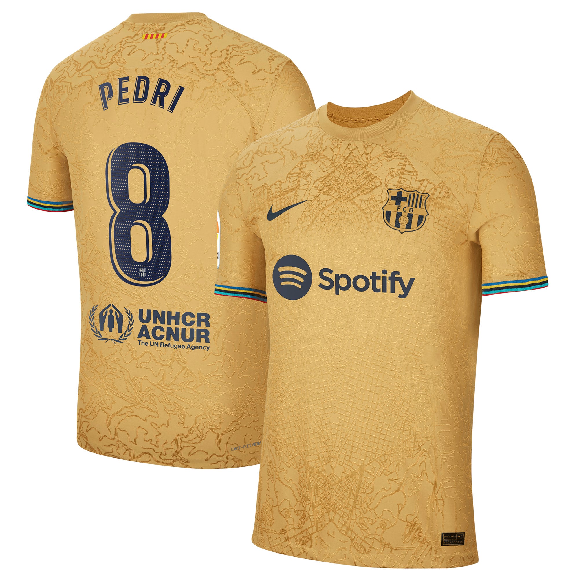 Pedri Barcelona Nike 2022/23 Away Authentic Player Jersey - Gold