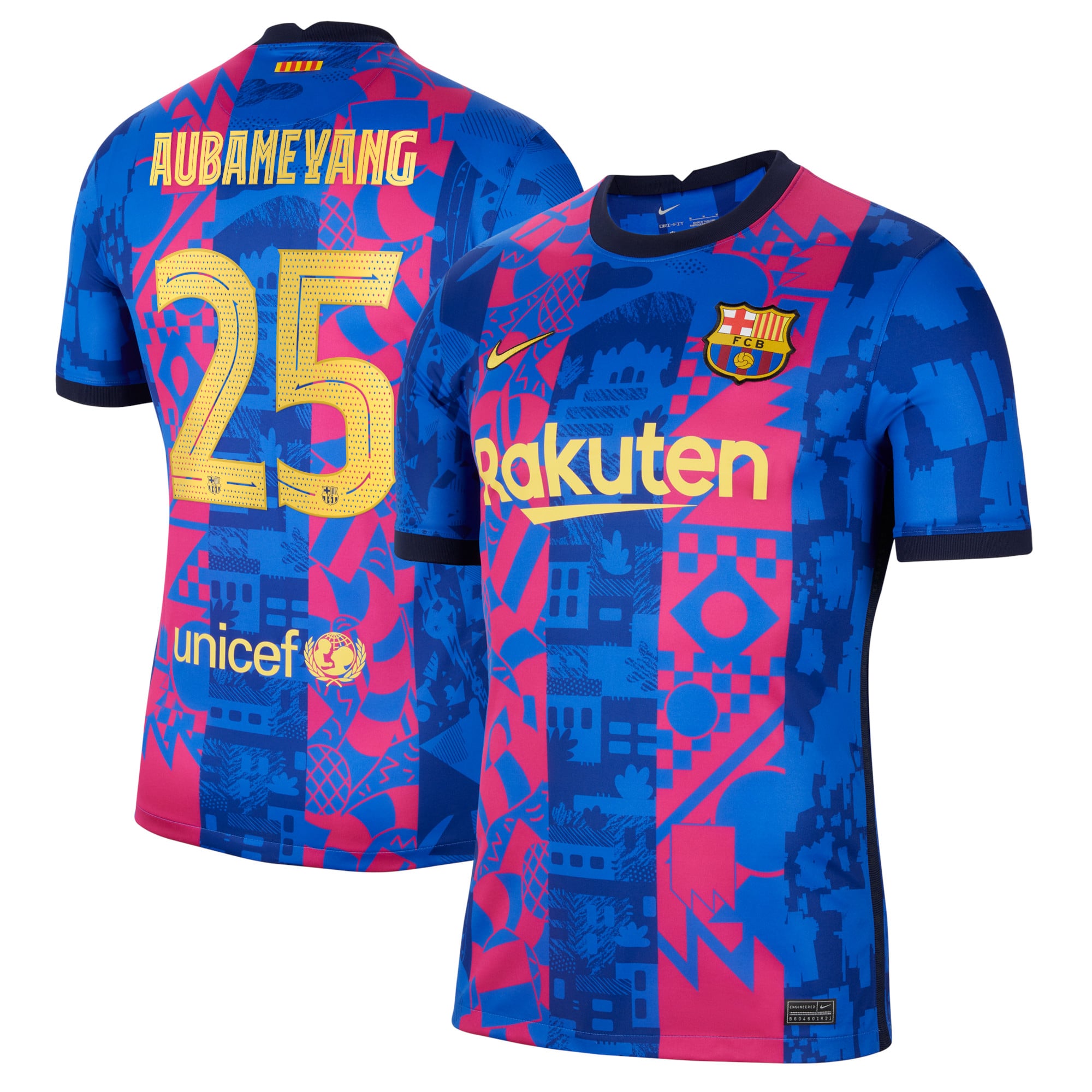 Men's Nike Pierre-Emerick Aubameyang Blue Barcelona 2021/22 Third