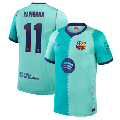 Raphinha FC Barcelone Nike 2026/27 Third Stadium Replica Maillot Turquoise